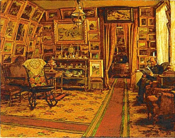 johan krouthen Stiftsbibliotekarie Segersteen i sitt hem oil painting picture